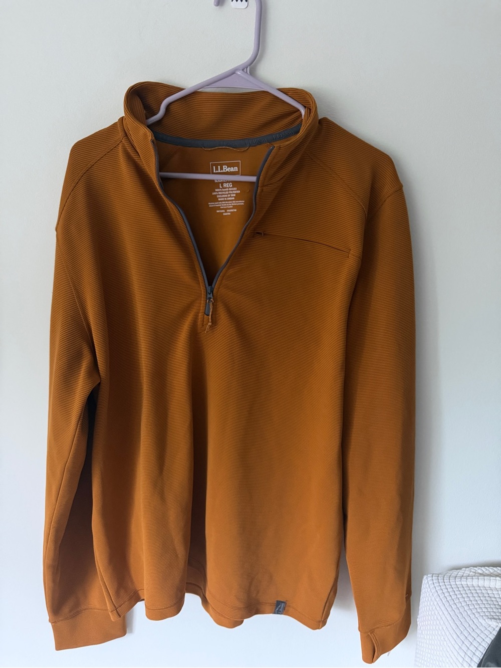 L.L. Bean Men’s Zip-Neck Pullover in Rust Brown